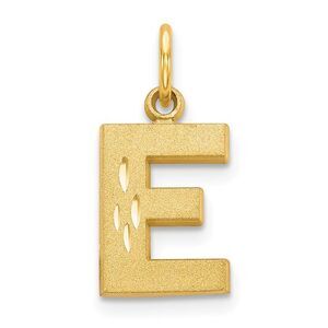 14k Yellow Gold, Julia Collection, Small Satin Block Initial E Pendant
